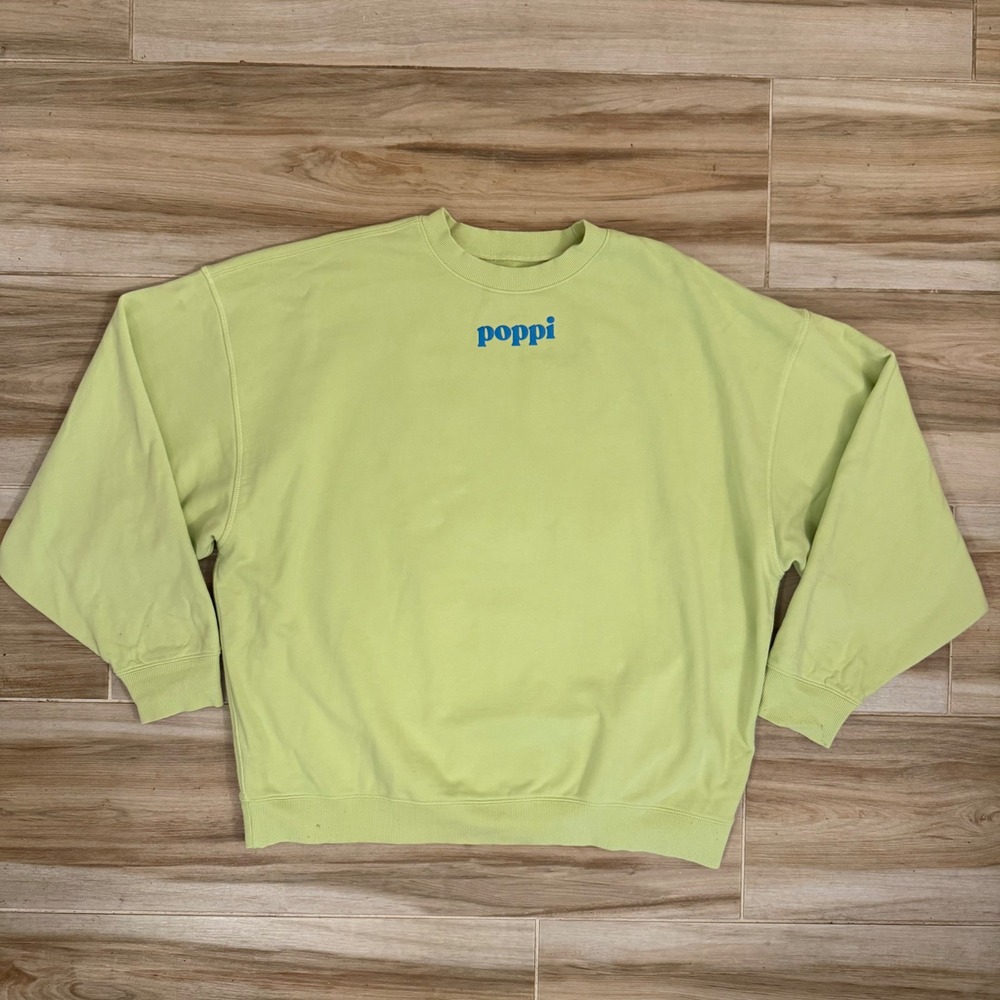 Poppi Soda Shut Up I'm Drinking Soda Lime Green Crewneck Sweatshirt Large L